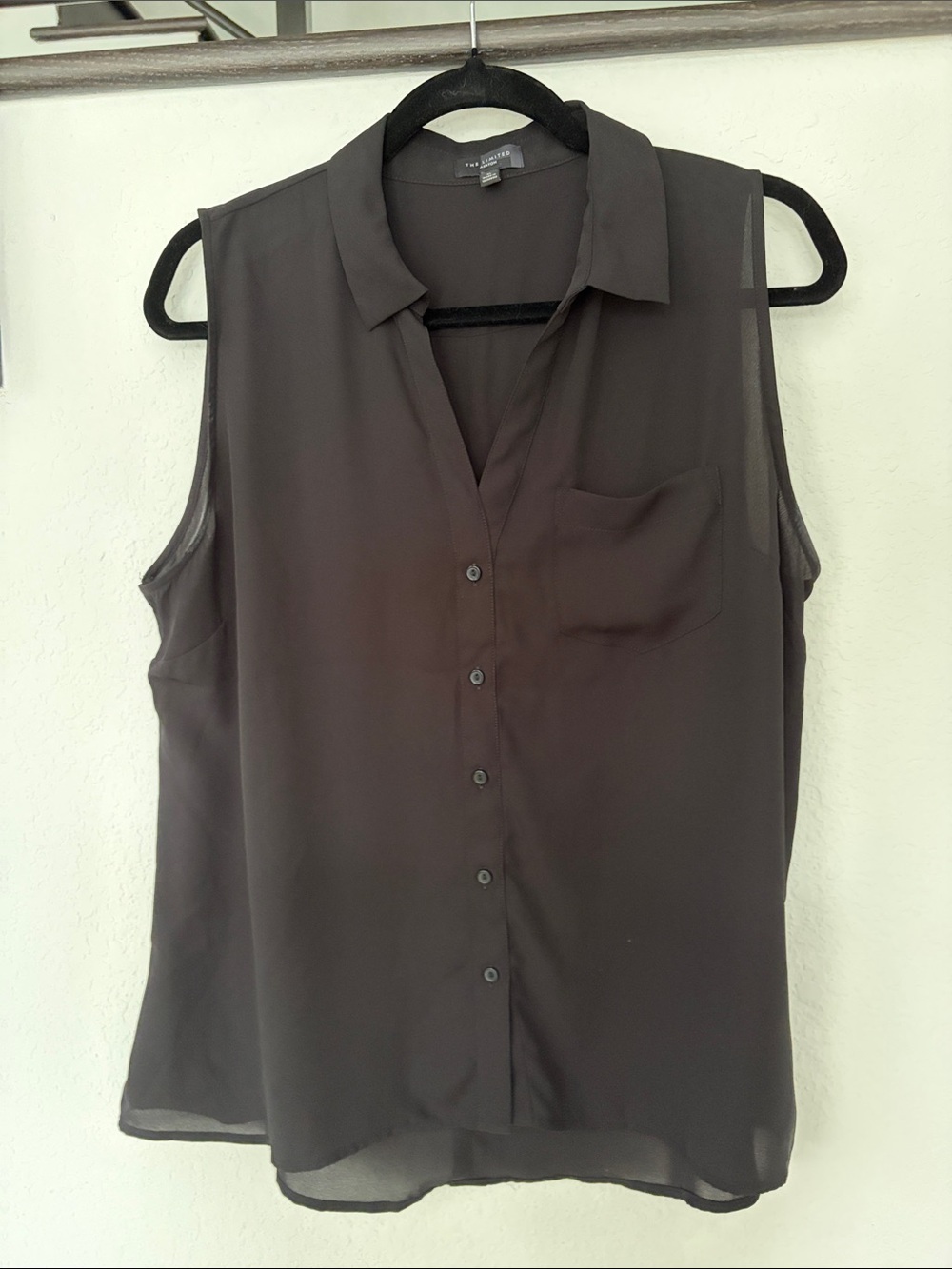 The Limited Sleeveless Button-Front Blouse in Black